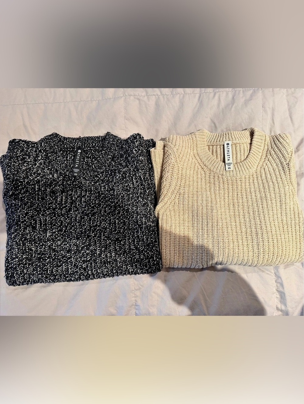 2 Athleta Color Block Crew Neck Sweaters, XS